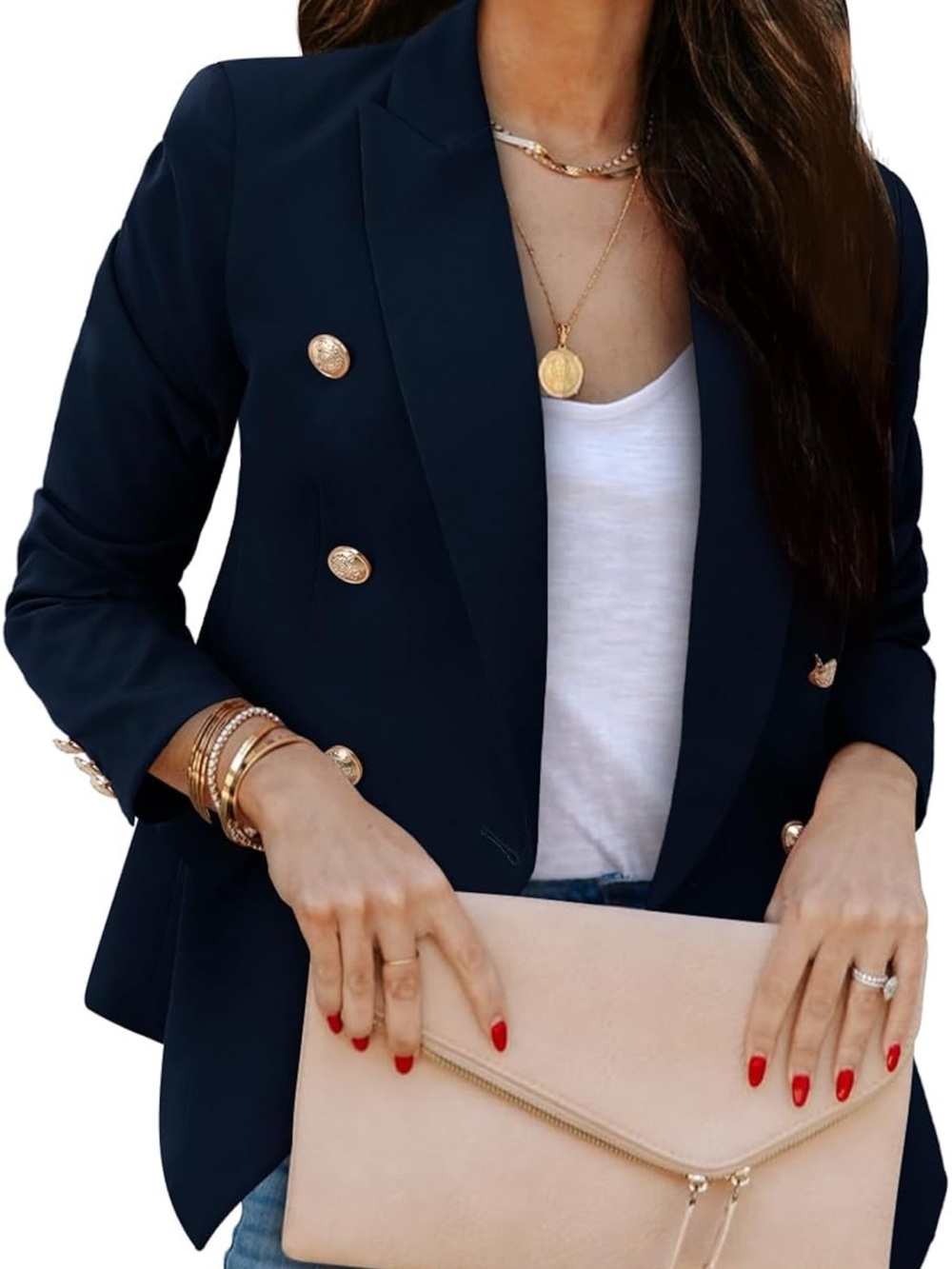 Women’s Double Breasted Navy Gold Button Blazer 3x(fits 2x)